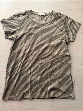 rag & bone Army Green Zebra Print Short Sleeve Tee
